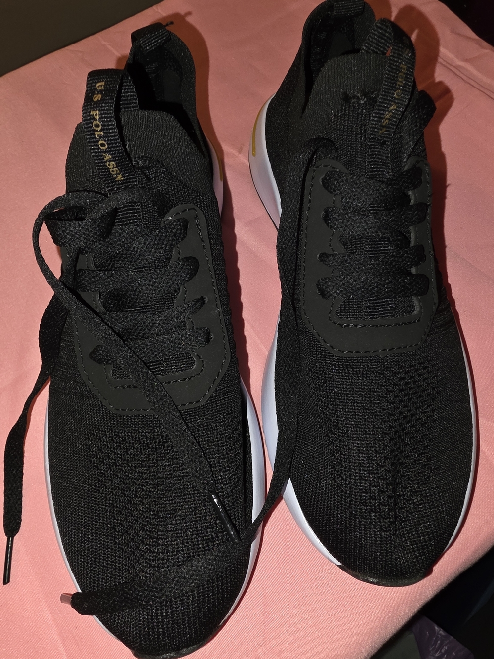 Ladies Black Knit Athletic Sneakers - Lightweight Comfort